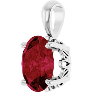 Sterling Silver Lab-Grown Ruby Pendant