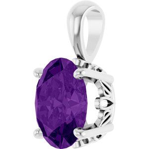 Sterling Silver Natural Amethyst Pendant