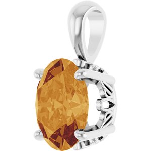Sterling Silver Natural Citrine Pendant