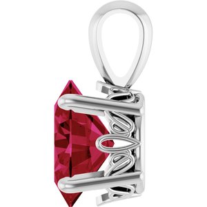 Sterling Silver Lab-Grown Ruby Pendant