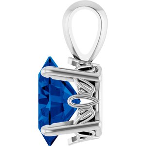 Sterling Silver Lab-Grown Blue Sapphire Pendant
