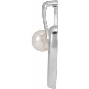 Platinum Cultured White Akoya Pearl Heart Pendant