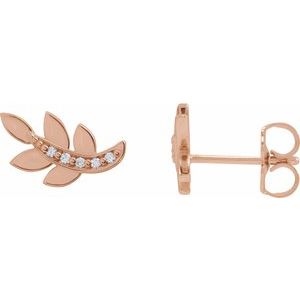 14K Rose Gold .07 CTW Natural Diamond Leaf Earrings