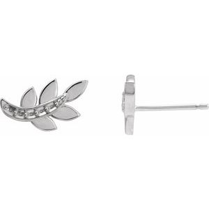 Platinum 1.2 mm Round Accented Right Leaf Earring Mounting