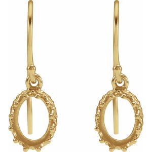14K Yellow Gold 10x8 mm Oval Earring Mounting – image 2