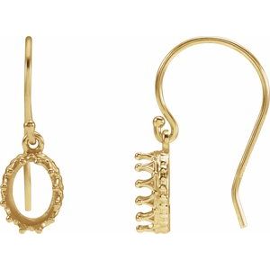 14K Yellow Gold 10x8 mm Oval Earring Mounting