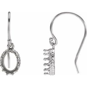 Sterling Silver 10x8 mm Oval Earring Mounting