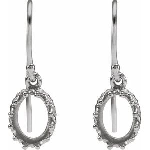 14K White Gold 8x6 mm Oval Earring Mounting – image 2