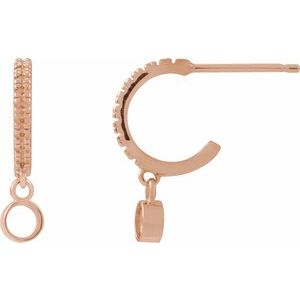 14K Rose Gold 3 mm Round Accented French-Set 16.1 mm Hoop Earring Mounting