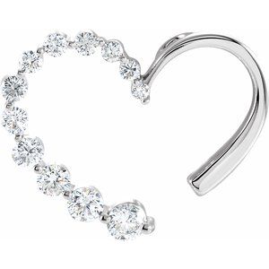 14K White Gold 7/8 CTW Natural Diamond Journey Heart Pendant
