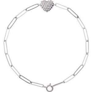 Accented Heart Paperclip-Style Bracelet