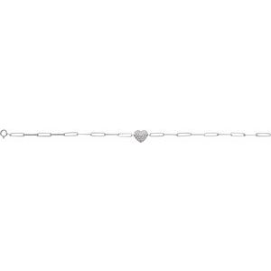 Accented Heart Paperclip-Style Bracelet