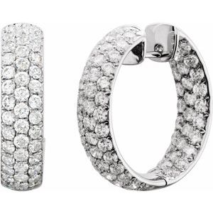 18K White Gold 4 CTW Natural Diamond Inside-Outside Hinged 23.4 mm Hoop Earrings – image 2