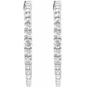 14K White Gold 1 1/3 CTW Natural Diamond 30 mm Hoop Earrings – image 2