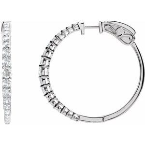 14K White Gold 1 1/3 CTW Natural Diamond 30 mm Hoop Earrings