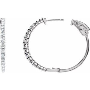 14K White Gold 1 1/3 CTW Natural Diamond 30 mm Hoop Earrings – image 3