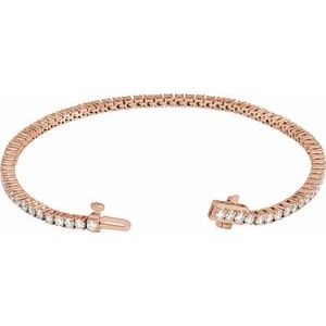 14K Rose Gold 3 CTW Lab-Grown Diamond Line 7" Bracelet – image 2