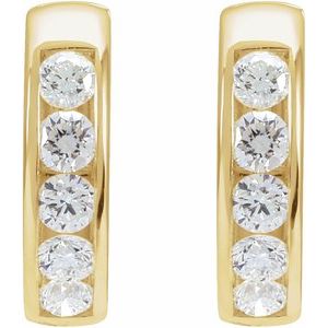 14K Yellow Gold 5/8 CTW Lab-Grown Diamond 14 mm Hinged Hoop Earrings – image 2