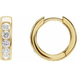 14K Yellow Gold 5/8 CTW Natural Diamond 14 mm Hinged Hoop Earrings