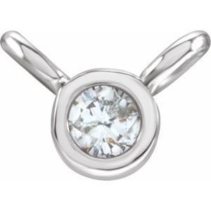 14K White .015 CT Natural Diamond Bezel-Set Necklace Center