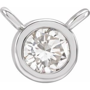14K White 1/10 CT Natural Diamond Bezel-Set Necklace Center