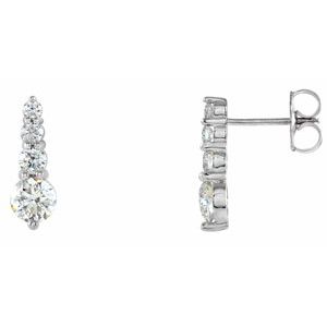 18K White Gold 1 CTW Natural Diamond Graduated Earrings