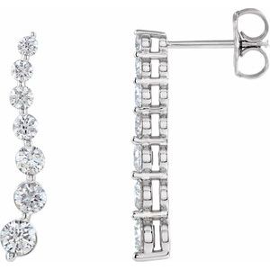 14K White Gold Journey Diamond Earrings