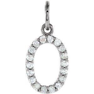 14K White Gold .08 CTW Natural Diamond Numeral 0 Charm/Pendant