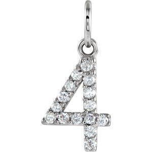 14K White Gold .07 CTW Natural Diamond Numeral 4 Charm/Pendant