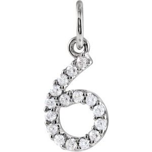 14K White Gold .07 CTW Natural Diamond Numeral 6 Charm/Pendant