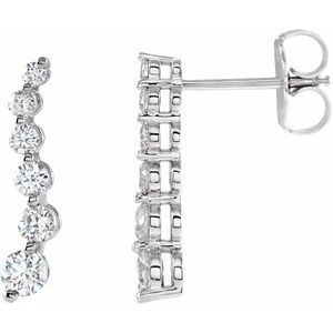 14K White Gold 1/2 CTW Natural Diamond Journey Earrings