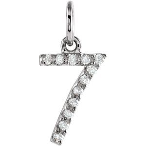 14K White Gold .06 CTW Natural Diamond Numeral 7 Charm/Pendant