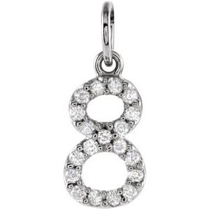 14K White Gold .08 CTW Natural Diamond Numeral 8 Charm/Pendant