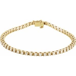 14K Yellow Gold 2 1/8 CTW Natural Diamond Line 7" Bracelet