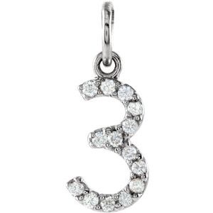 14K White Gold .08 CTW Natural Diamond Numeral 5 Charm/Pendant – image 4