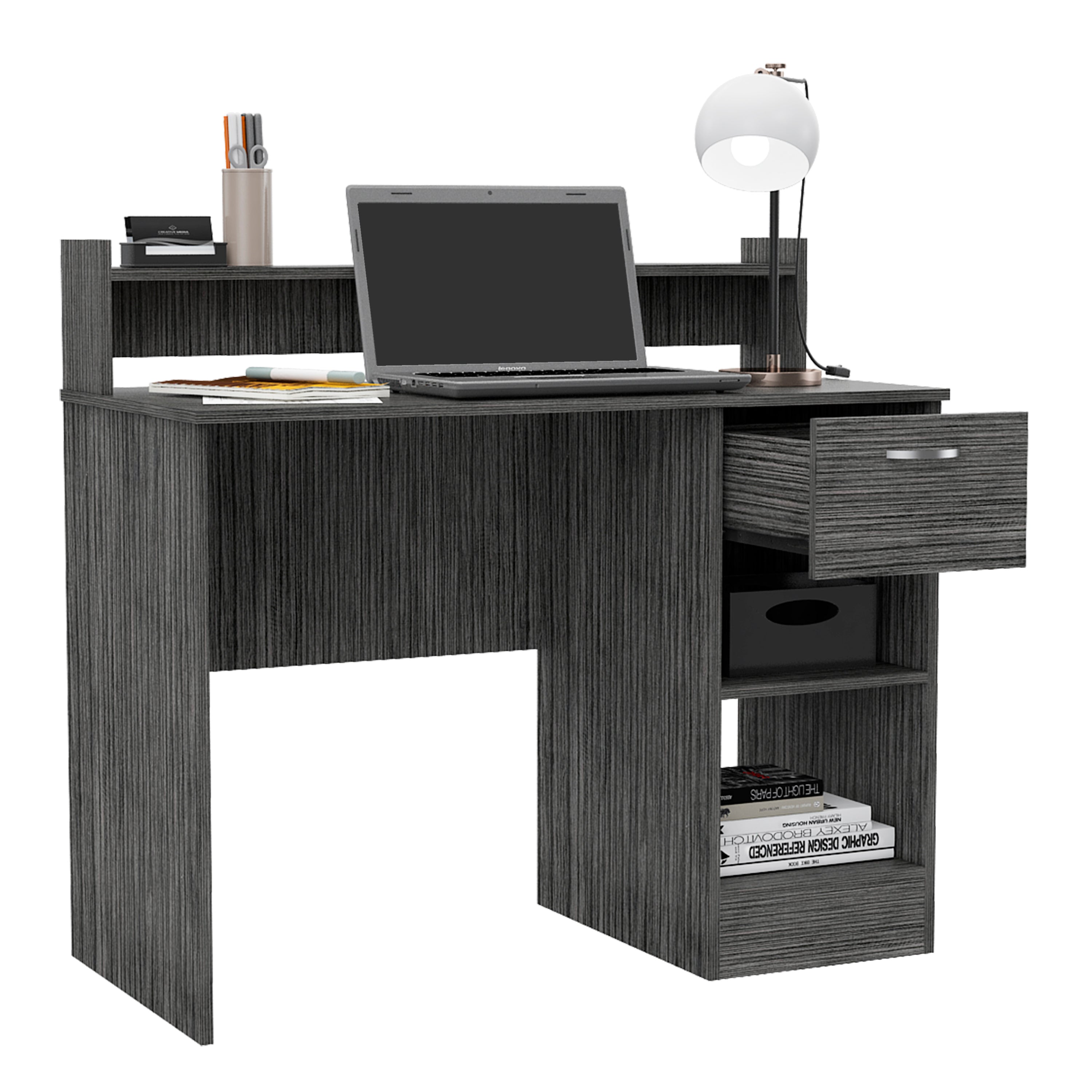 Charlotte Computer Desk with 2 Storage Shelves and Drawer