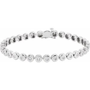 18K White Gold 2.5 mm Round Bezel-Set 7" Line Bracelet Mounting – image 3