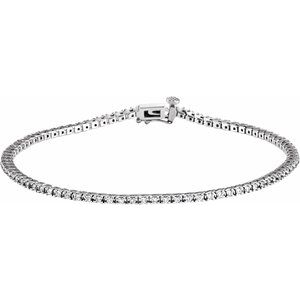 14K White Gold 7/8 CTW Natural Diamond Line 7 1/4" Bracelet