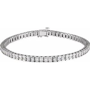 14K White Gold 4 CTW Natural Diamond Line 7 1/4" Bracelet