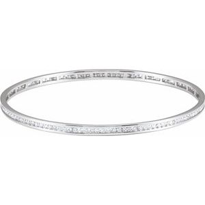 14K White Gold 2 1/4 CTW Natural Diamond Stackable Bangle 8" Bracelet – image 2