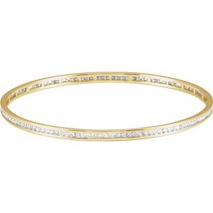 14K Yellow Gold  2 1/4 CTW Natural Diamond Stackable Bangle 8" Bracelet – image 2
