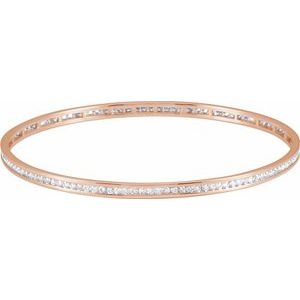 14K Rose Gold 2 1/4 CTW Natural Diamond Stackable Bangle 8" Bracelet