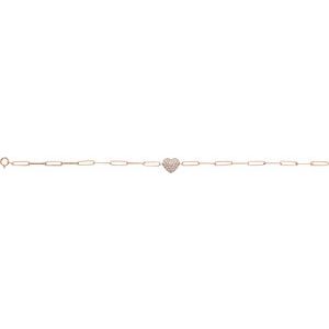 14K Rose Gold 1/3 CTW Natural Diamond Heart & Paperclip-Style 7" Bracelet