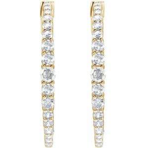 14K Yellow Gold 1 1/3 CTW Natural Diamond 30 mm Hoop Earrings – image 2