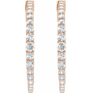 14K Rose Gold 1 1/3 CTW Natural Diamond 30 mm Hoop Earrings – image 2