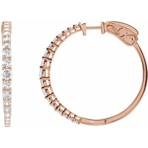 14K Rose Gold 1 1/3 CTW Natural Diamond 30 mm Hoop Earrings