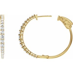 14K Yellow Gold 1 1/3 CTW Lab-Grown Diamond 30 mm Hoop Earrings – image 3