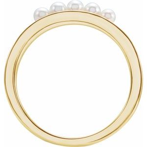 14K Yellow Gold Cultured White Seed Pearl Stackable Ring
