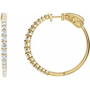 14K Yellow Gold 1 1/3 CTW Lab-Grown Diamond 30 mm Hoop Earrings