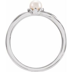 14K White Gold Cultured Freshwater Pearl Ring